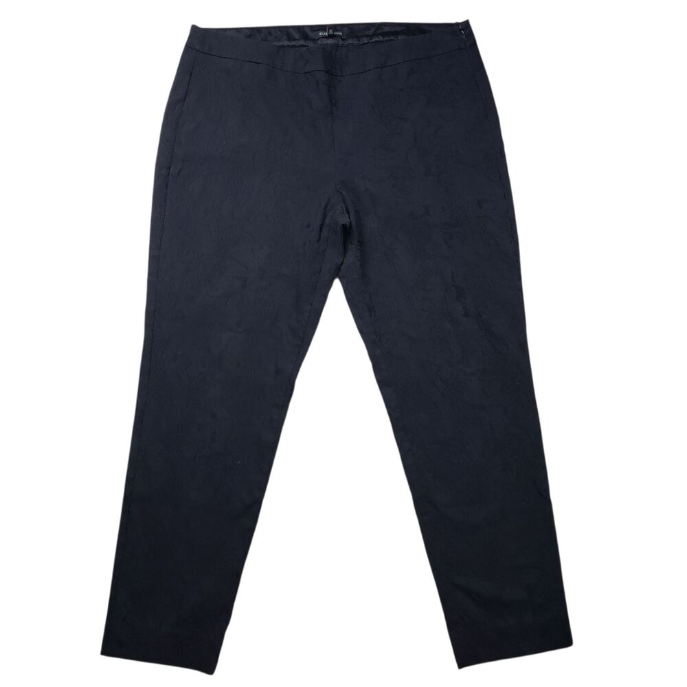 Eileen Fisher  Straight Pants Womens Large Texture Jacquard Black Straight